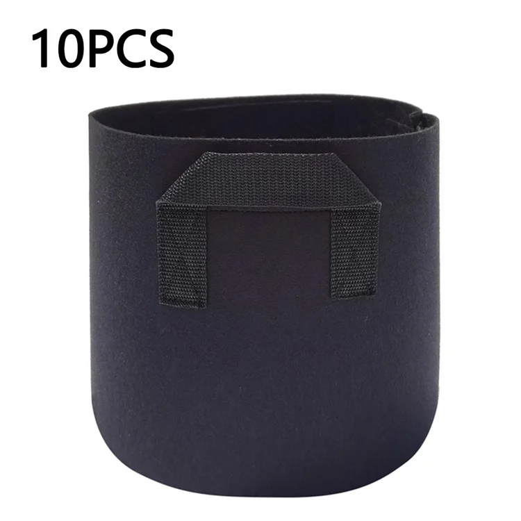 10 Peças de Sacos de Plantio de Feltro para Interiores e Exteriores de 40x30cm, Recipientes de Cultivo de 10 Galões com Alças Duplas - Preto