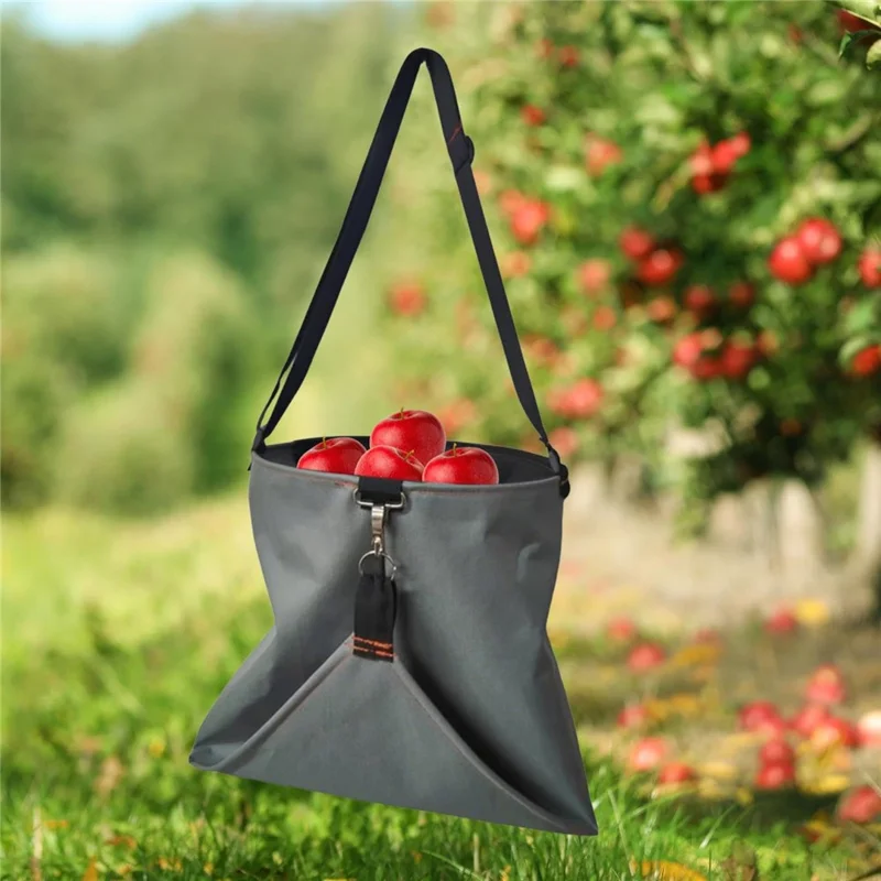 Wasserdichte Oxford-Stoff Obstpflückertasche mit Schnellverschlussspange für Garten, Bauernhof und Outdoor-Ernte - Grau