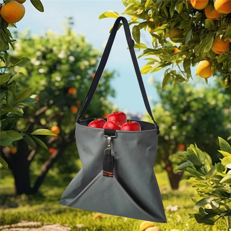 Wasserdichte Oxford-Stoff Obstpflückertasche mit Schnellverschlussspange für Garten, Bauernhof und Outdoor-Ernte - Grau