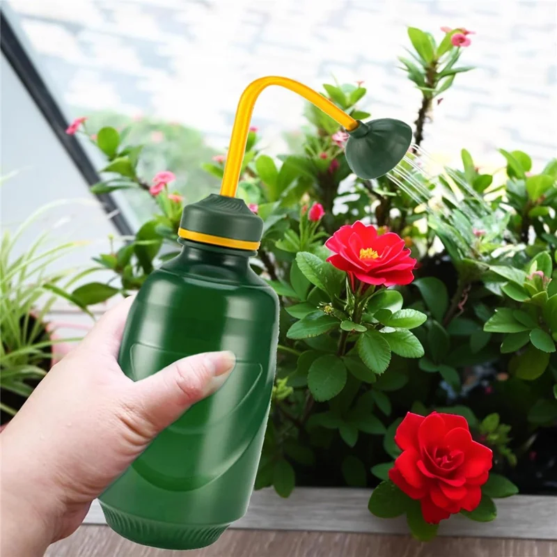Innaffiatoio con Beccuccio Lungo a Manico Stretto, Beccuccio Sottile e Collo Piegato per Giardinaggio Domestico / Piante da Interno - Verde