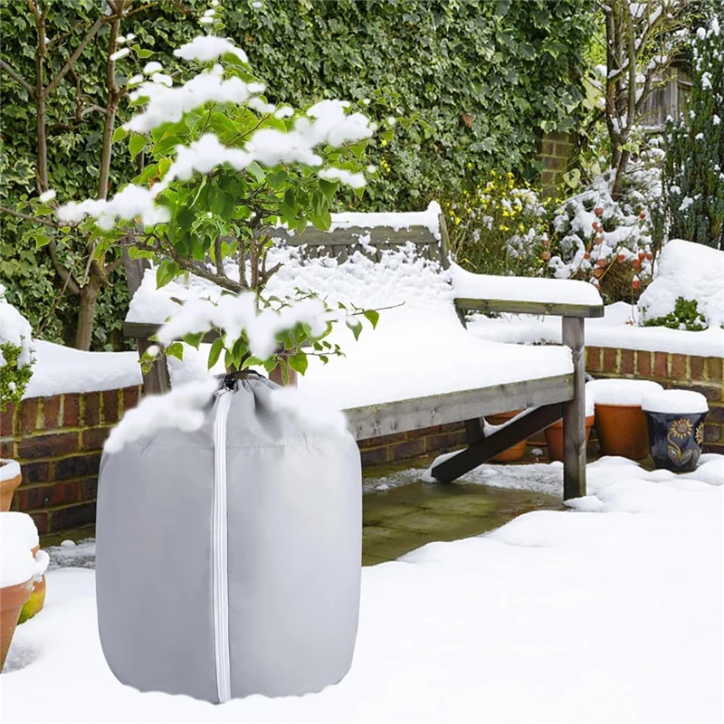 65 x 70cm Plant Frost Protection Cover Garden Tree Anti-Freeze Insulation Bag Oxford Fabric Eco-Friendly Pot Shield - Grey