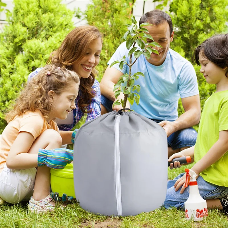 65 x 70cm Plant Frost Protection Cover Garden Tree Anti-Freeze Insulation Bag Oxford Fabric Eco-Friendly Pot Shield - Grey