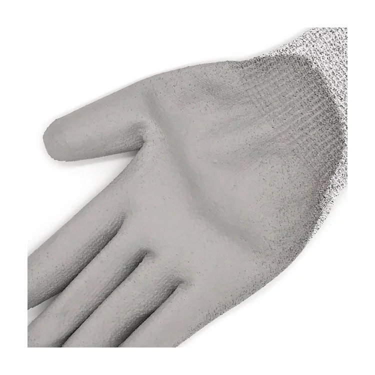 MH-F124 1 Pair PU Coated HPPE 5-Level Cut-Resistant Gloves Industry Hand Protection Full-finger Gloves