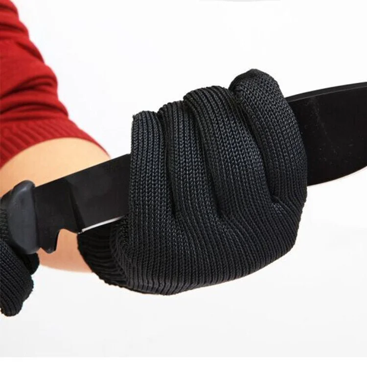 MH-F105 1 Paar Polyester+stahldraht 5-Level Cut-resistante Handschuhe Handschutz Vollfingerhandschuhe