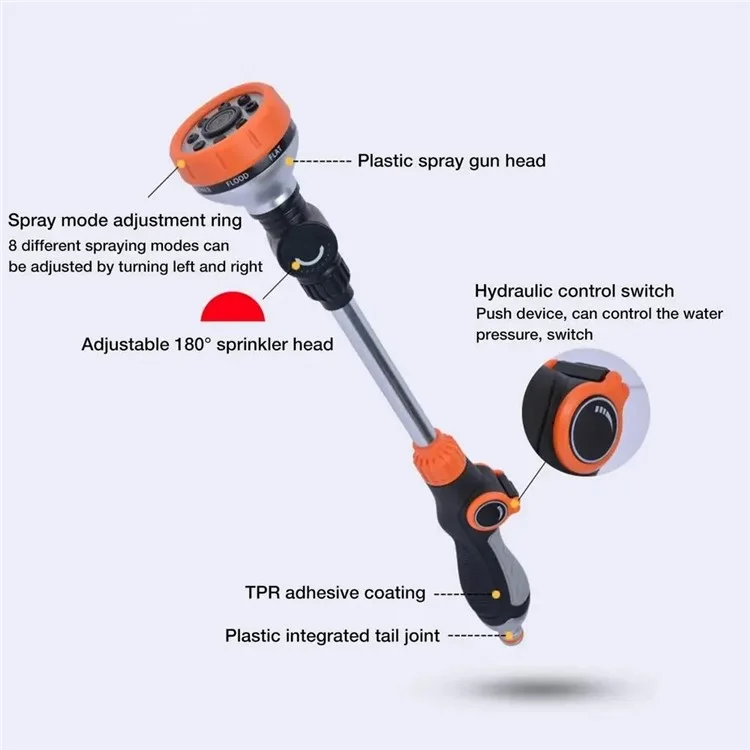 Boquilla de Pulverización de Lavado de Coches para el Hogar de Alta Presión, Múltiples Modos de Pulverización, Pistola de Agua para Limpieza de Coches