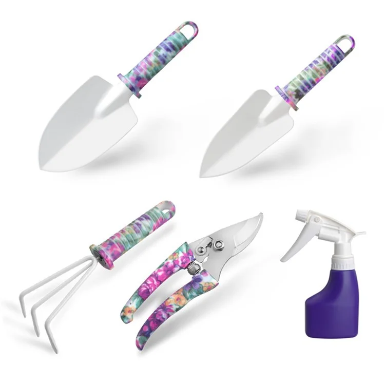 JC-1010 Set da 5 Pezzi / Set di Attrezzi da Giardino Stilosi con Motivi - Viola