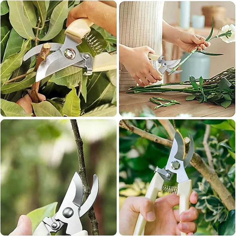 Garden Pruning Shears Scissors Stainless Steel Blade Handheld Pruners - Straight Blade