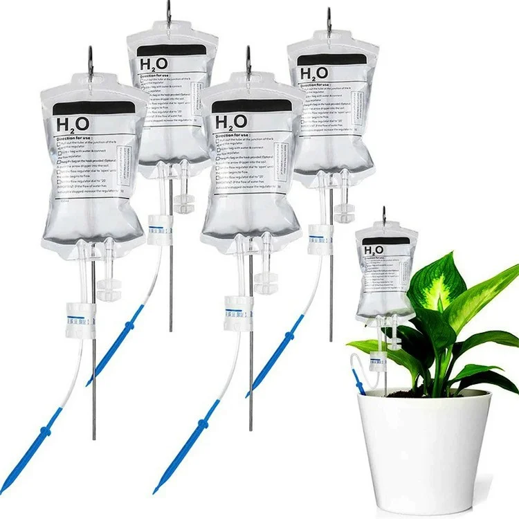 4Pcs 350ml Plant Watering Drip Irrigation Bags Adjustable Auto Watering Bag with 4 Hooks