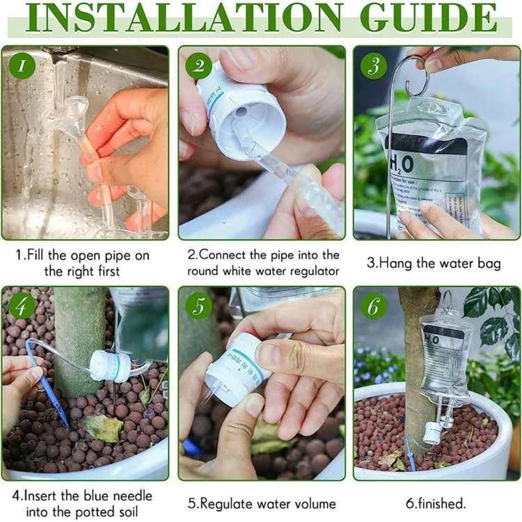 4Pcs 350ml Plant Watering Drip Irrigation Bags Adjustable Auto Watering Bag with 4 Hooks