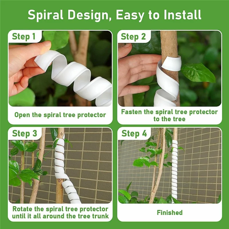 2 Large + 2 Small Tree Trunk Protectors Plastic Tree Trunk Wrap Pipes Bark Guard - Black