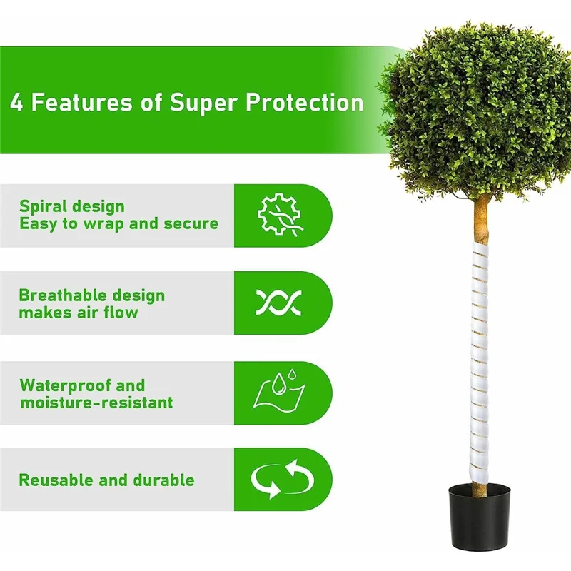 2 Large + 2 Small Tree Trunk Protectors Plastic Tree Trunk Wrap Pipes Bark Guard - Black