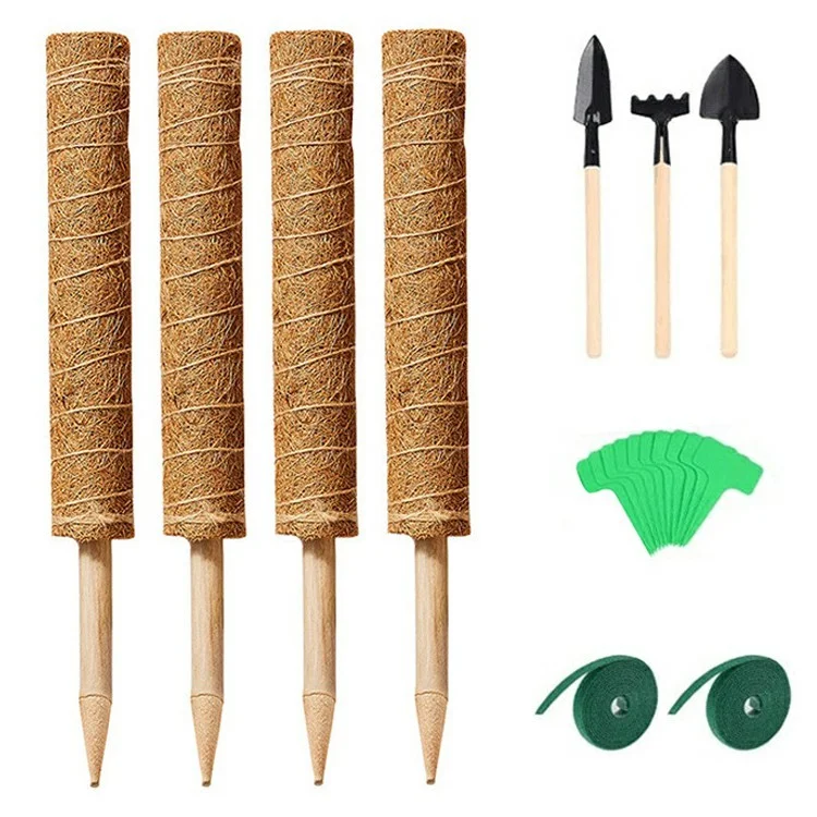 4 Pcs 50cm Garden Plant Support Stick Plant Climbing Rod Vine Climbing Coconut Palm Rod with Tools