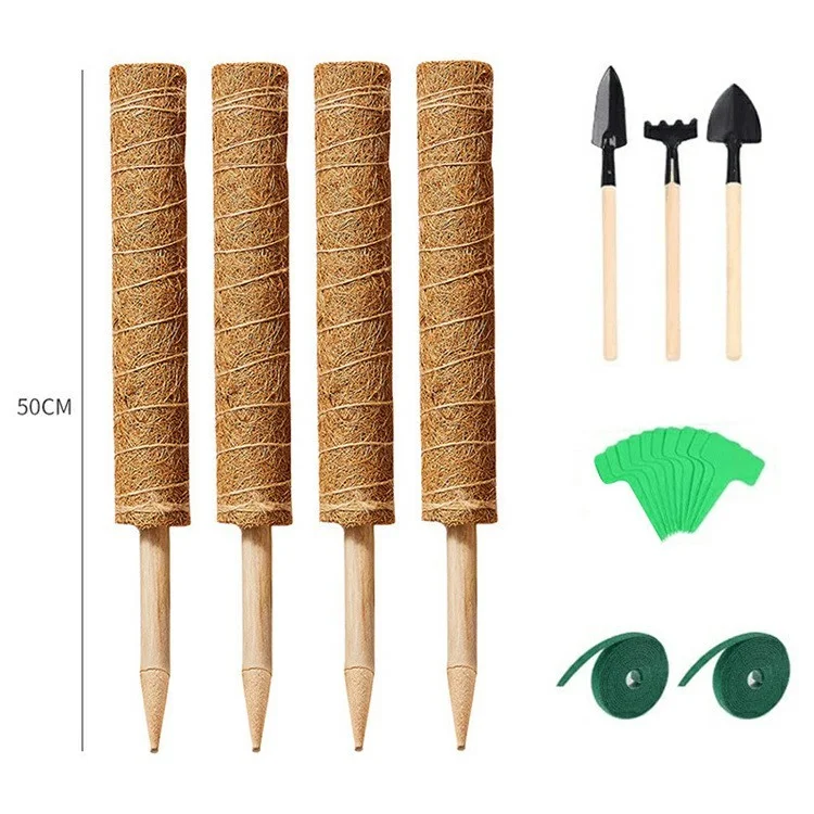 4 Pcs 50cm Garden Plant Support Stick Plant Climbing Rod Vine Climbing Coconut Palm Rod with Tools