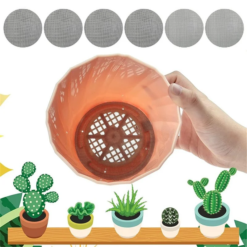 50 szt. siatka dno doniczek, okrągła nieprzepuszczalna podkładka z otworem, uszczelka 7,5 cm średnicy