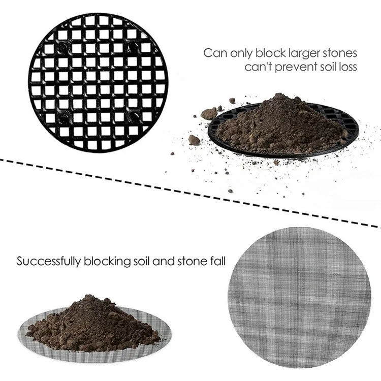 50Pcs Round Gardening Mat Impermeable Pad Flower Pot Mesh Pads Hole Gasket, 4.5cm Diameter