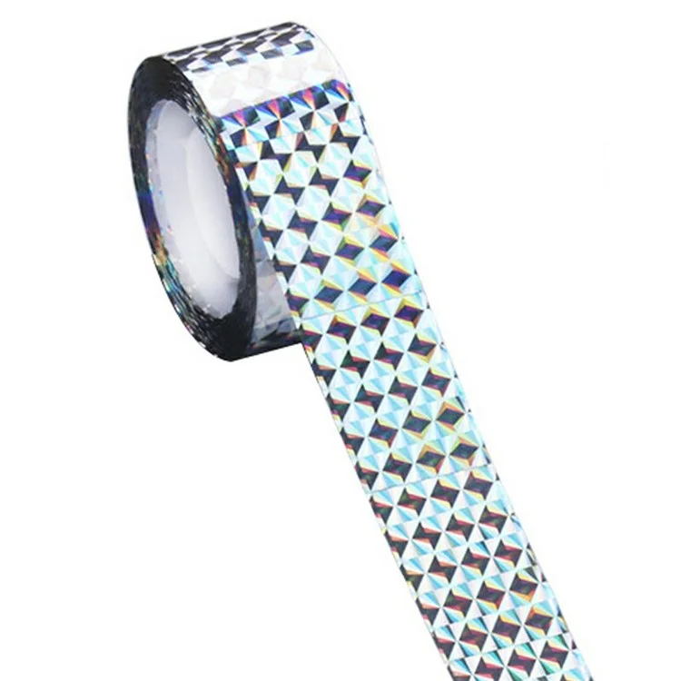 4.8cmx50m Garden Farm Bird Repellent Tape PET Double-Sided Reflective Bird Scare Tape - Square Grid