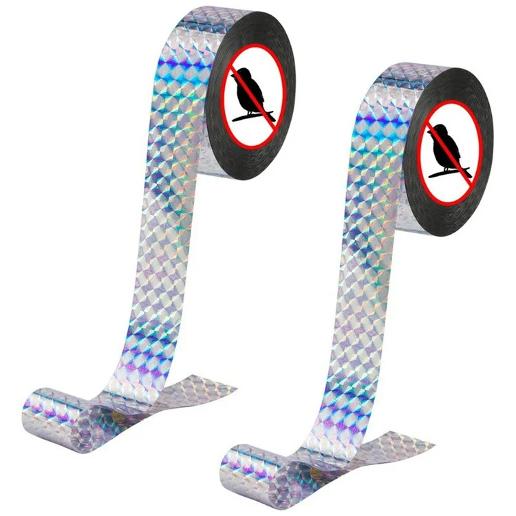 4.8cmx50m Garden Farm Bird Repellent Tape PET Double-Sided Reflective Bird Scare Tape - Square Grid