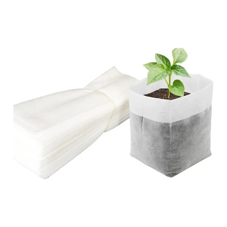 100 Piezas de Bolsas de Plántulas de Plantas de Tela no Tejidas 12x15 cm / Arriba: Bolsa de Inicio de Planta Biodegradable de 7x12cm