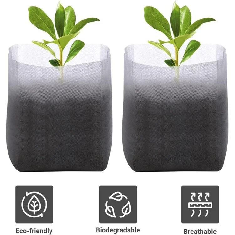 100Pcs Non-Woven Fabric Plant Seedling Bags 12x15cm / Top: 7x12cm Biodegradable Plant Starter Bag