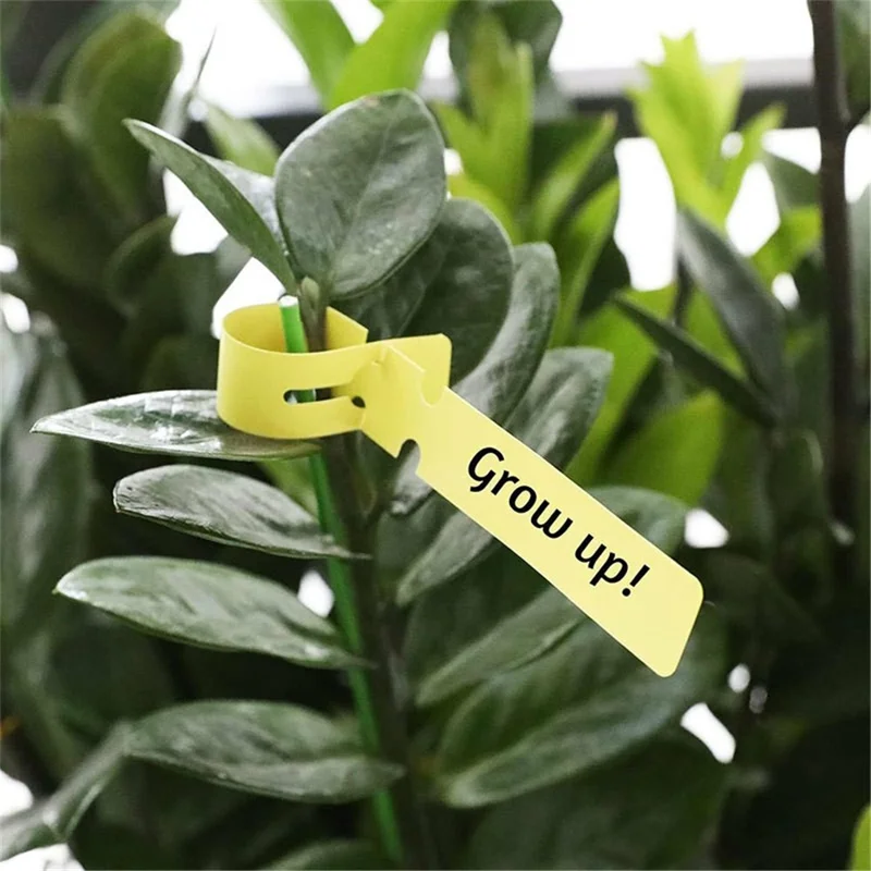 100Pcs Plastic Plant Tree Labels Tags Adjustable Garden Hanging Wrapping Tags - Yellow