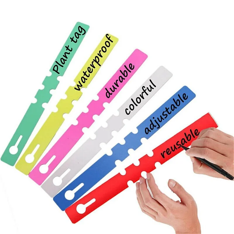 100Pcs Plastic Plant Tree Labels Tags Adjustable Garden Hanging Wrapping Tags - Yellow