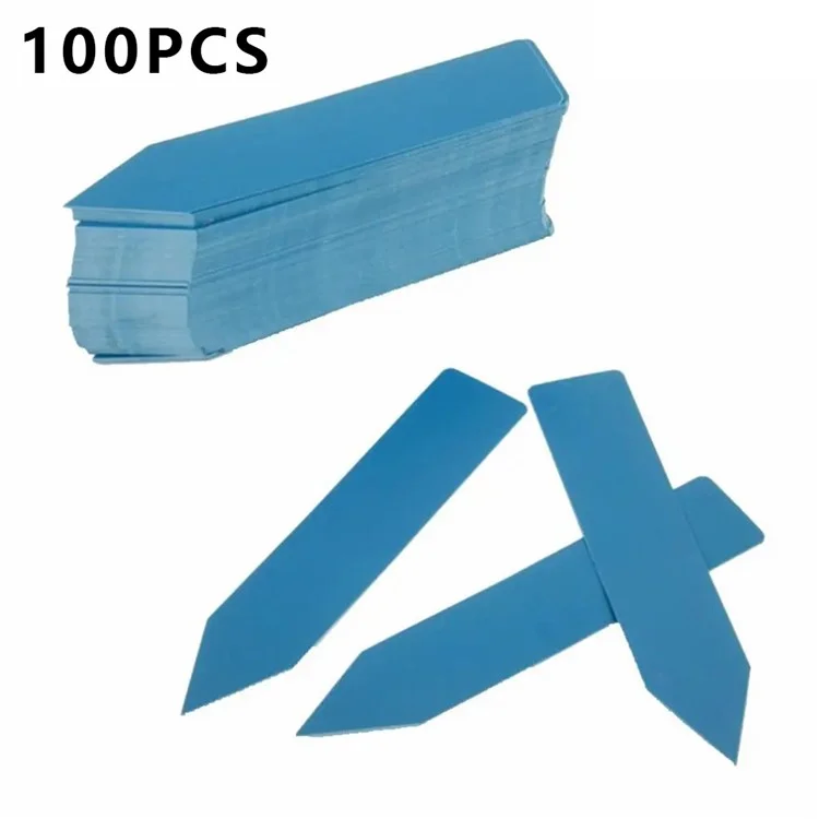 RF006 100 Etiquetas de plantas em vaso 5x1CM Sinais de estaca de berçário PVC - Azul 