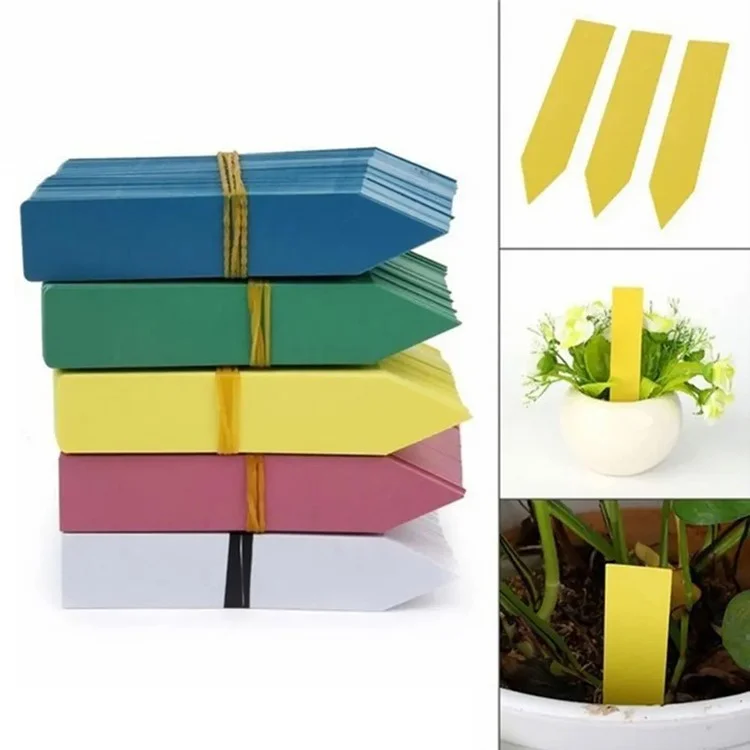 RF006 100 Etiquetas de plantas em vaso 5x1CM Sinais de estaca de berçário PVC - Azul 