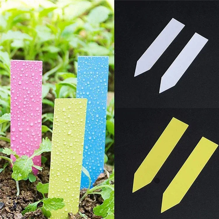 RF006 100 Etiquetas de plantas em vaso 5x1CM Sinais de estaca de berçário PVC - Azul 