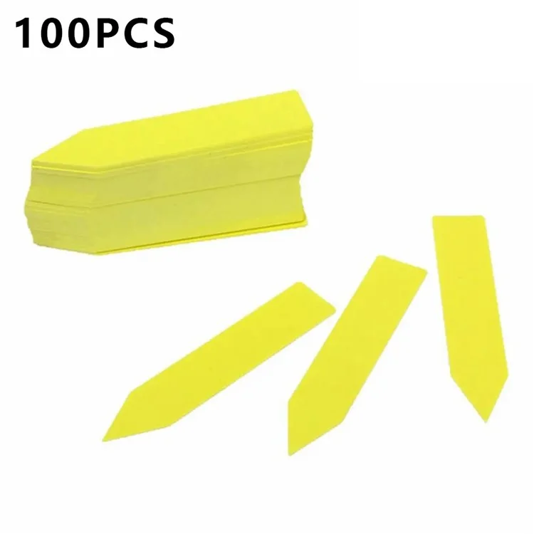 RF006 100PCS Potted Plants Labels 5x1CM PVC Nursery Stake Signs Tags Pot Markers - Yellow