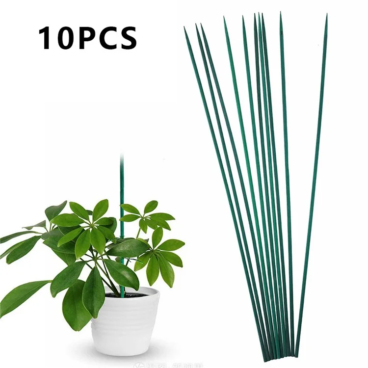 10Pcs 40cm Bamboo Plant Stakes Green Garden Flowers Support Rods Sticks