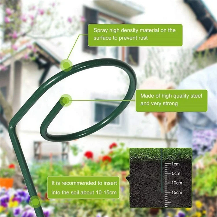 5pcs 25cm de Support de Plante Stakes Jardin Single Stem Metal Support Ring Pour Les Plantes D'escalade