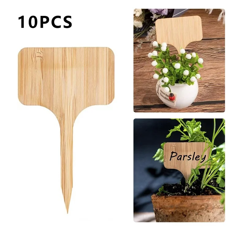 10Pcs Wooden Gardening Insert Labels Potted Bonsai Sign Tags Blank Label