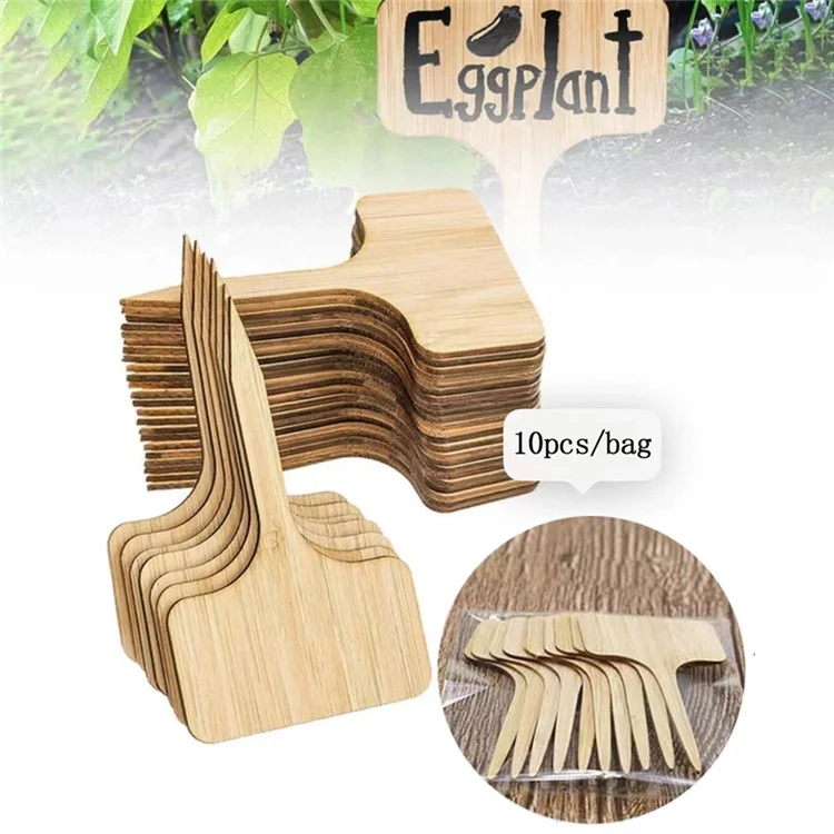 10Pcs Wooden Gardening Insert Labels Potted Bonsai Sign Tags Blank Label