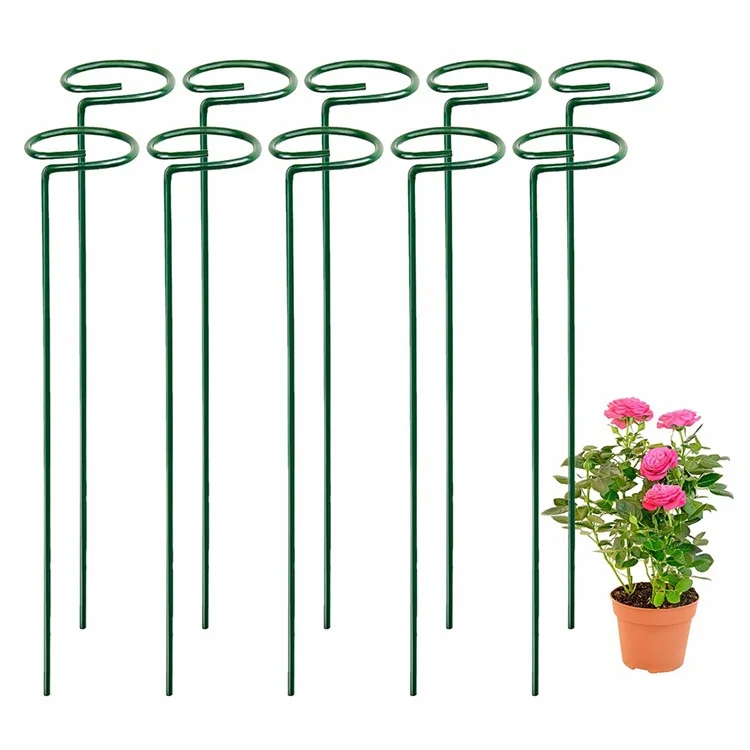 10 pièces 40 cm Support annulaire à tige unique pour plantes grimpantes de jardin Piquets en métal