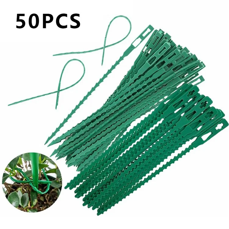 50Pcs 22cm PE+PP Green Garden Cable Ties Gardening Plant Ties Fixing Straps