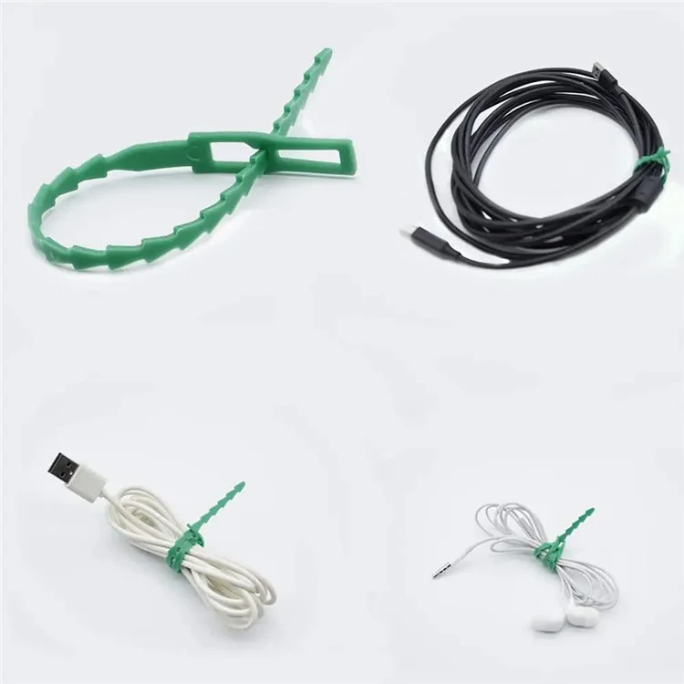 50Pcs 22cm PE+PP Green Garden Cable Ties Gardening Plant Ties Fixing Straps