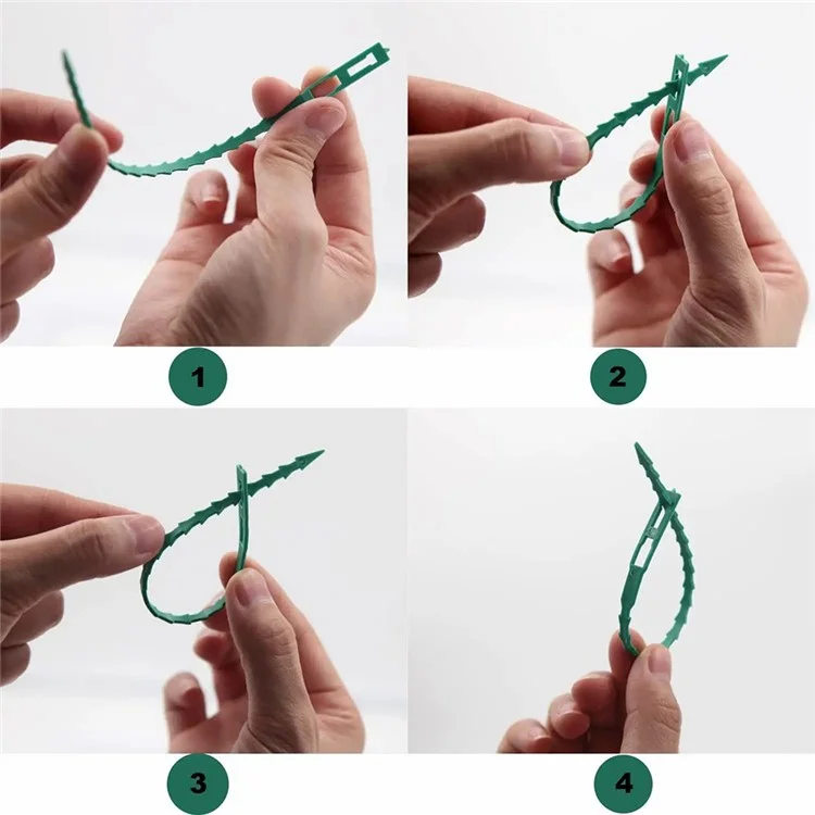 50 Peças 22cm PE+PP Verde Amarração de Cabo de Jardim Amarras de Plantas de Jardinagem Cintas de Fixação