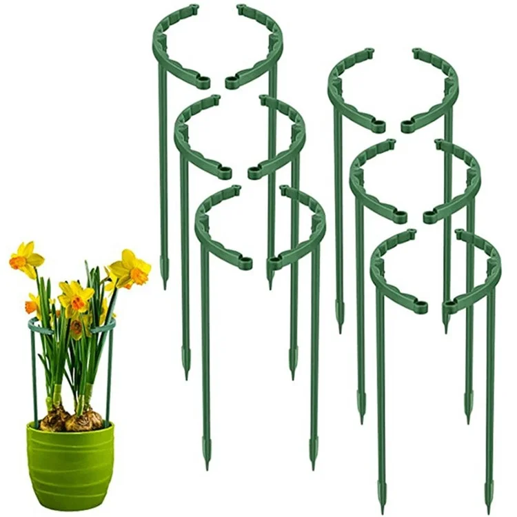 FS-2139 6Pcs / Set 25cm Garden Plastic Plant Supports Stakes for Peony, Hydrangea, Vines