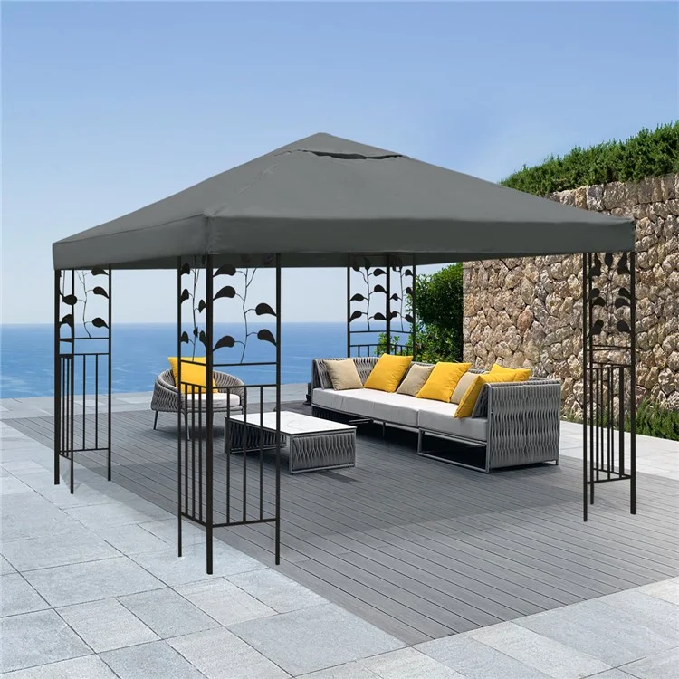 Outdoor Gazebo Replacement Canopy 300D Waterproof Coated Fabric Garden Pavilion Sunshade Cover 300 x 300cm - Grey