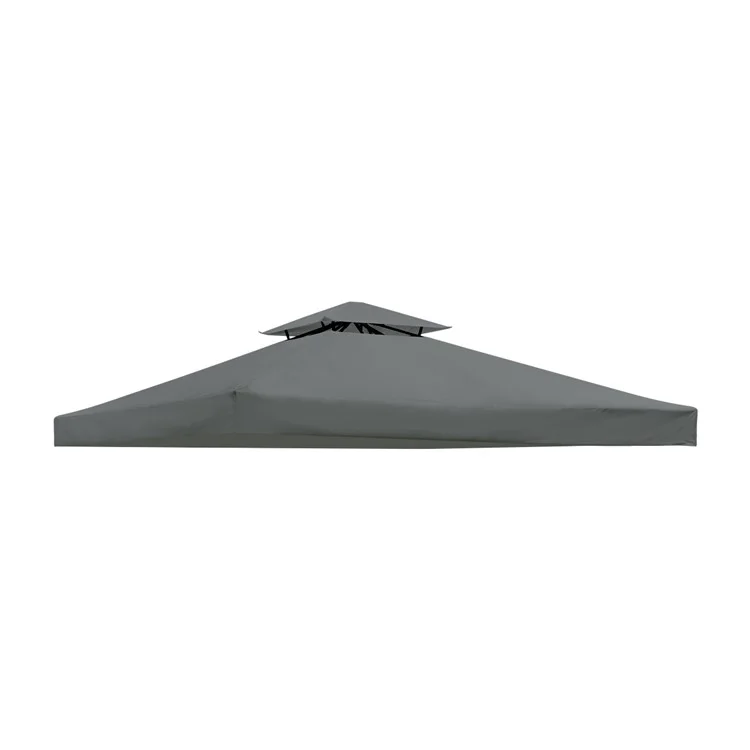 300 x 300cm Outdoor Gazebo Canopy 300D Polyester Waterproof Double Tier Sun Shade Tent - Grey