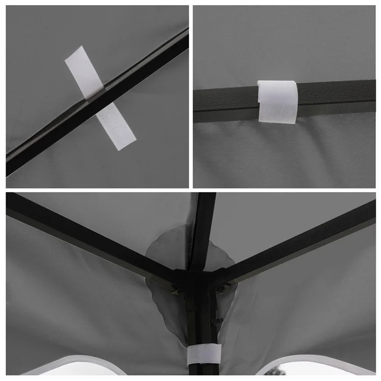 300 x 300cm Outdoor Gazebo Canopy 300D Polyester Waterproof Double Tier Sun Shade Tent - Grey