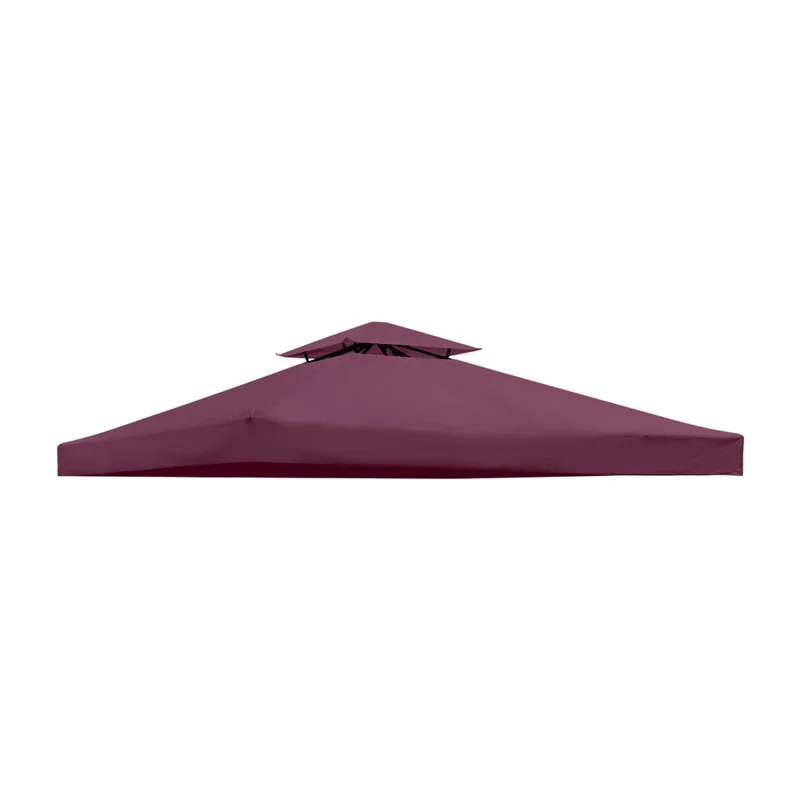 300 x 300cm Outdoor Gazebo Canopy 300D Polyester Waterproof Double Tier Sun Shade Tent - Wine Red