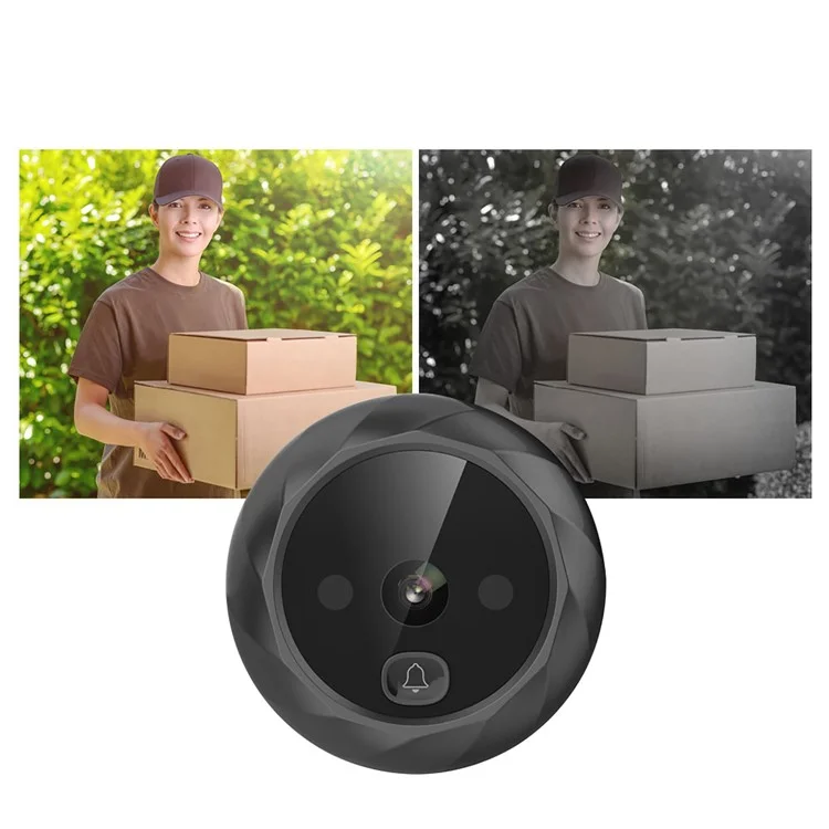 Intelligent DD3 Wireless Doorbell Waterproof Door Bell Chime Kit 2.4 inch HD Cat Eye Monitor - Black