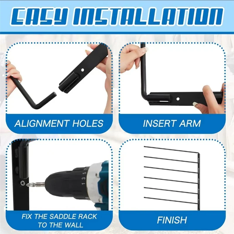 Rotating Saddle Pad Rack 180 Degree Swivel 6-Bar Wall Mount Bracket for Horse Tack Storage