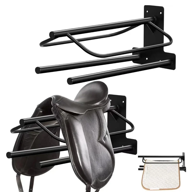 Wall Mounted Saddle Rack for Horse Tack Storage Heavy Duty Metal Equestrian Equipment Organizer