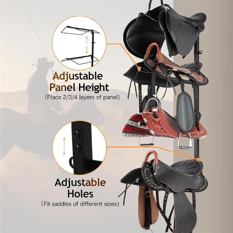 4 Tier Heavy Duty Wall Mount Saddle Rack For Horse Tack Pad Accessories Storage Adjustable Height