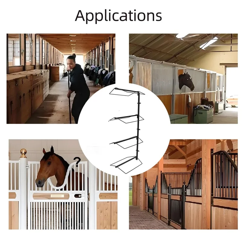 4 Tier Heavy Duty Wall Mount Saddle Rack For Horse Tack Pad Accessories Storage Adjustable Height