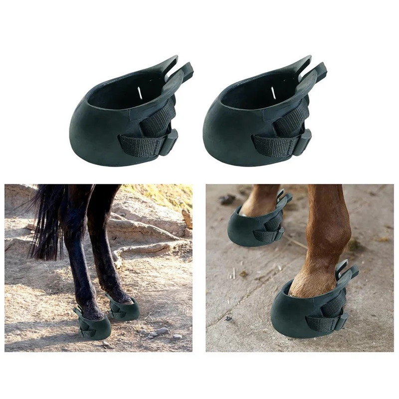 1 Par de Botas de Casco de Caballo Antideslizantes, Zapatos Protectores de Goma para Aislamiento de Heridas / Prevención de Infecciones, Talla XL