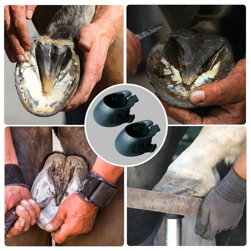 1 Par de Botas de Casco de Caballo Antideslizantes, Zapatos Protectores de Goma para Aislamiento de Heridas / Prevención de Infecciones, Talla XL
