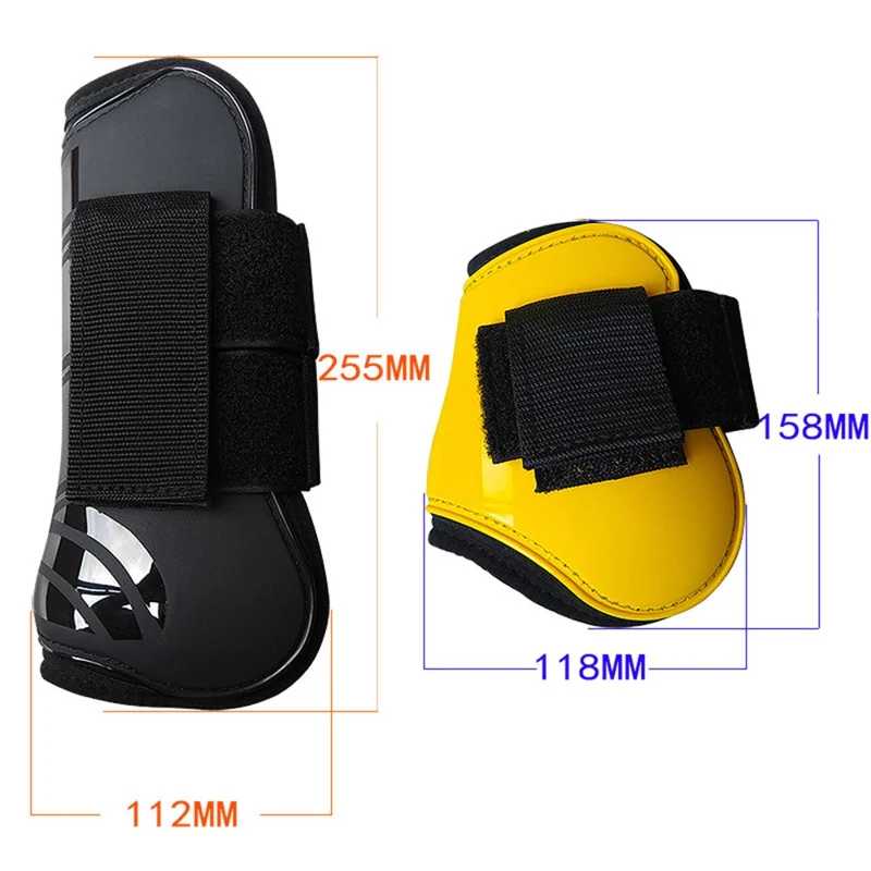 4 Pezzi / Set Stivali Protettivi per Gambe di Cavalli da Salto Equestre in PU Imbottiti con Fodera Spessa in Neoprene Antiurto - Rosso / M